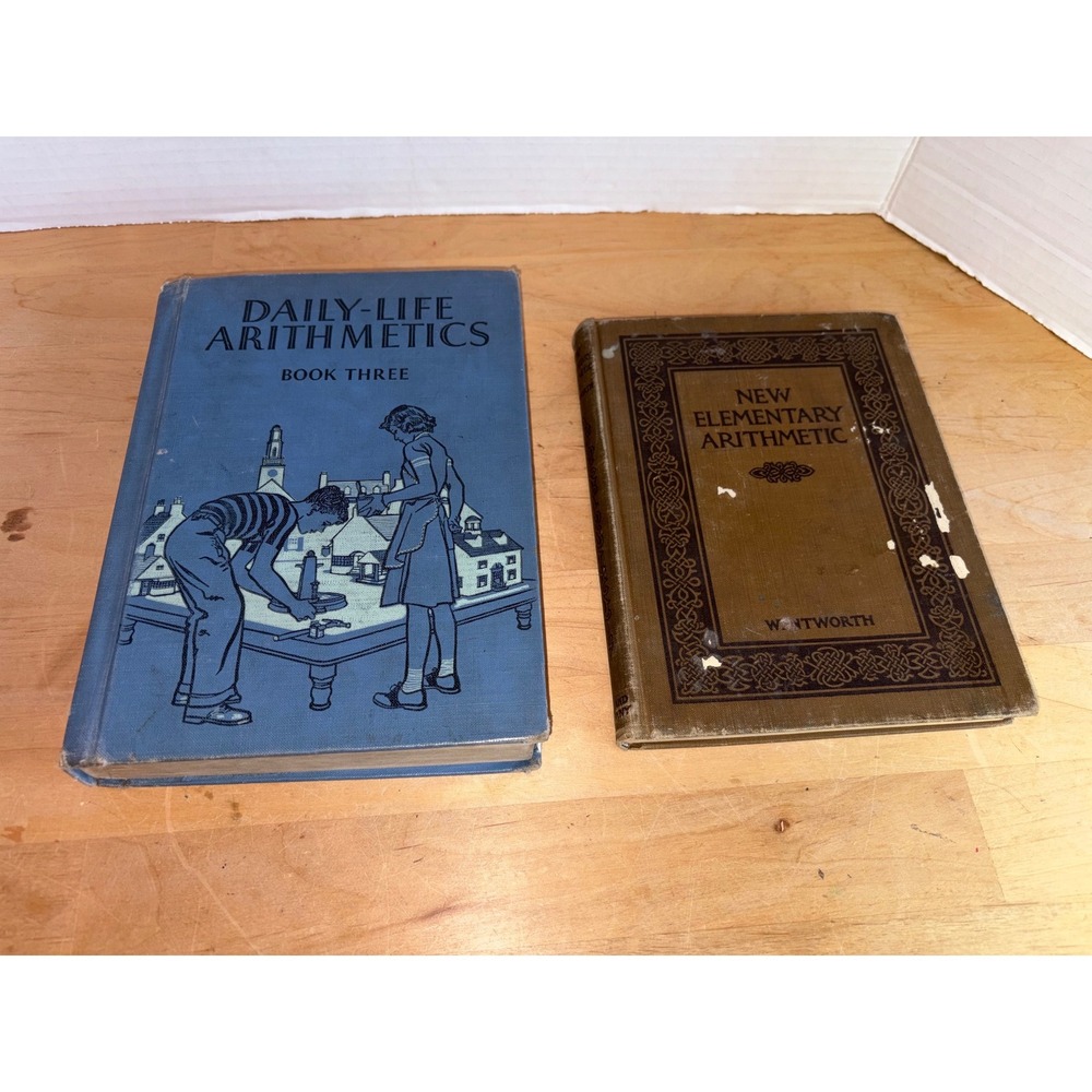 Vintage Antique Arithmetic Math School Books Lot of 2 (1907 & 1938)